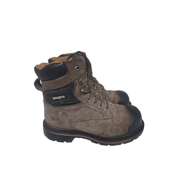 Dakota Men's 8537 8'' Quad Comfort Aluminum Toe Comp Plate Work Boot Brown 10.5W - Picture 2 of 7